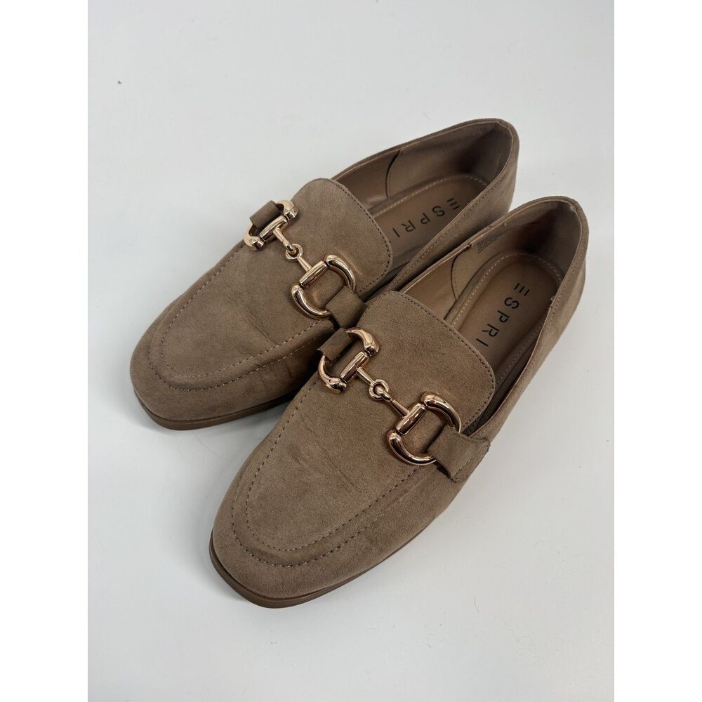 Esprit Suede Loafers | Taupe Horsebit Slip-On Flats | Classic Chic Comfort Shoes - Picture 3 of 4